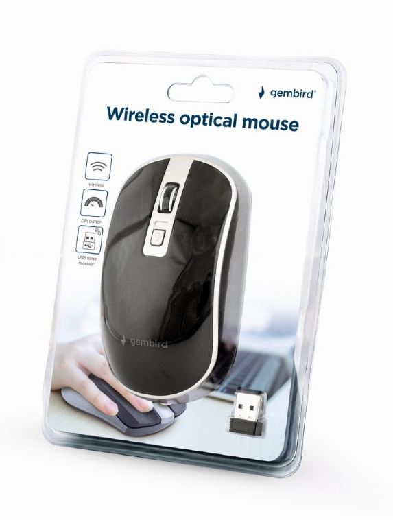 MOUSE GEMBIRD, PC sau NB, wireless, 2.4GHz, optic, 1600 dpi, butoane/scroll 4/1, , negru / argintiu, Cod Produs: MUSW-4B-06-BS [4]