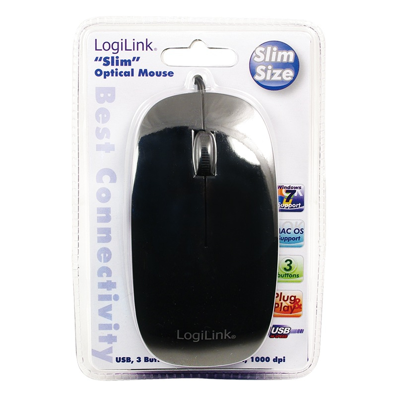 MOUSE Logilink, PC sau NB, cu fir, USB, optic, 1000 dpi, butoane/scroll 3/1, , negru, Cod Produs: ID0063 [2]
