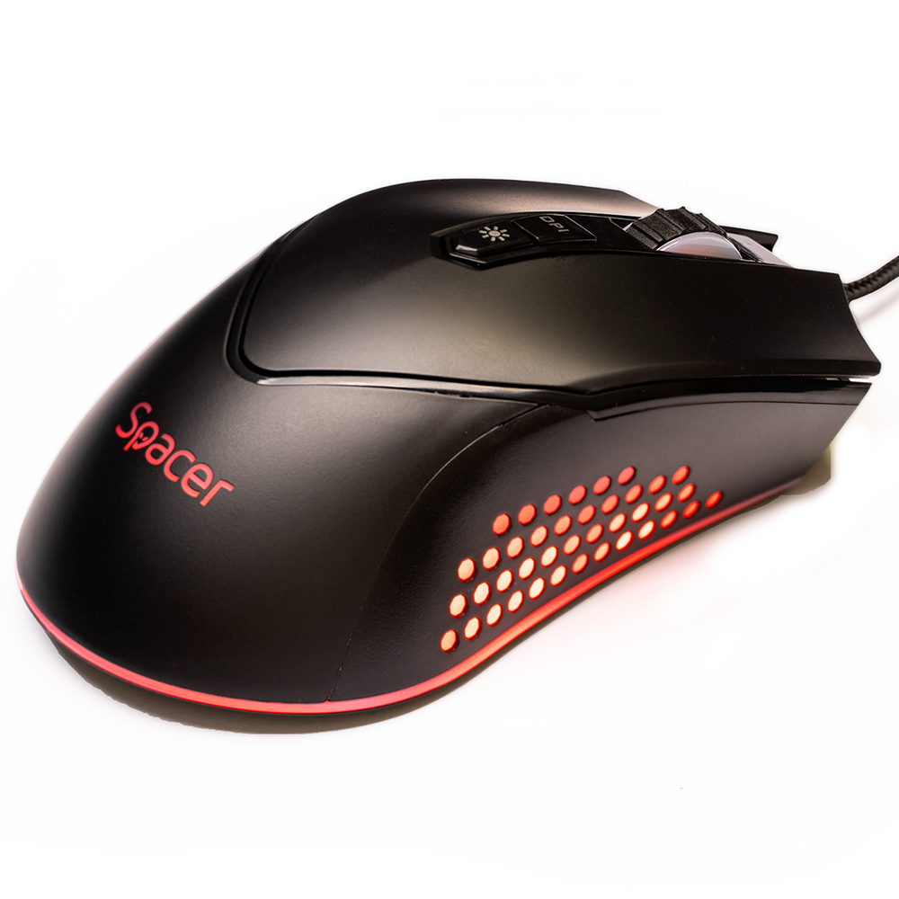 MOUSE Spacer - gaming, gaming, cu fir, USB, optic, 12.000 dpi, butoane/scroll 7/1, iluminare RGB, negru, Cod Produs: SPGM-ALIEN-NOVA [3]