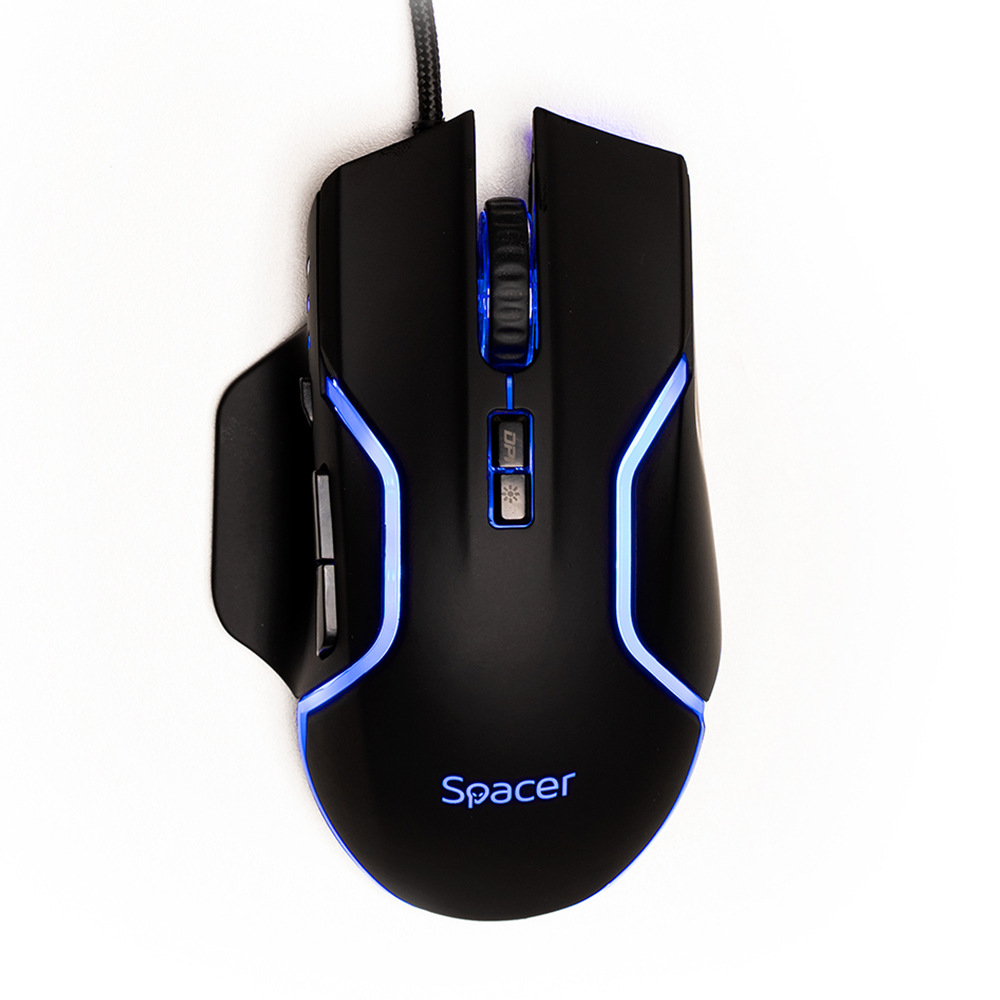 MOUSE Spacer - gaming, gaming, cu fir, USB, optic, 12.000 dpi, butoane/scroll 8/1, iluminare RGB, negru, Cod Produs: SPGM-ALIEN-RACE [2]