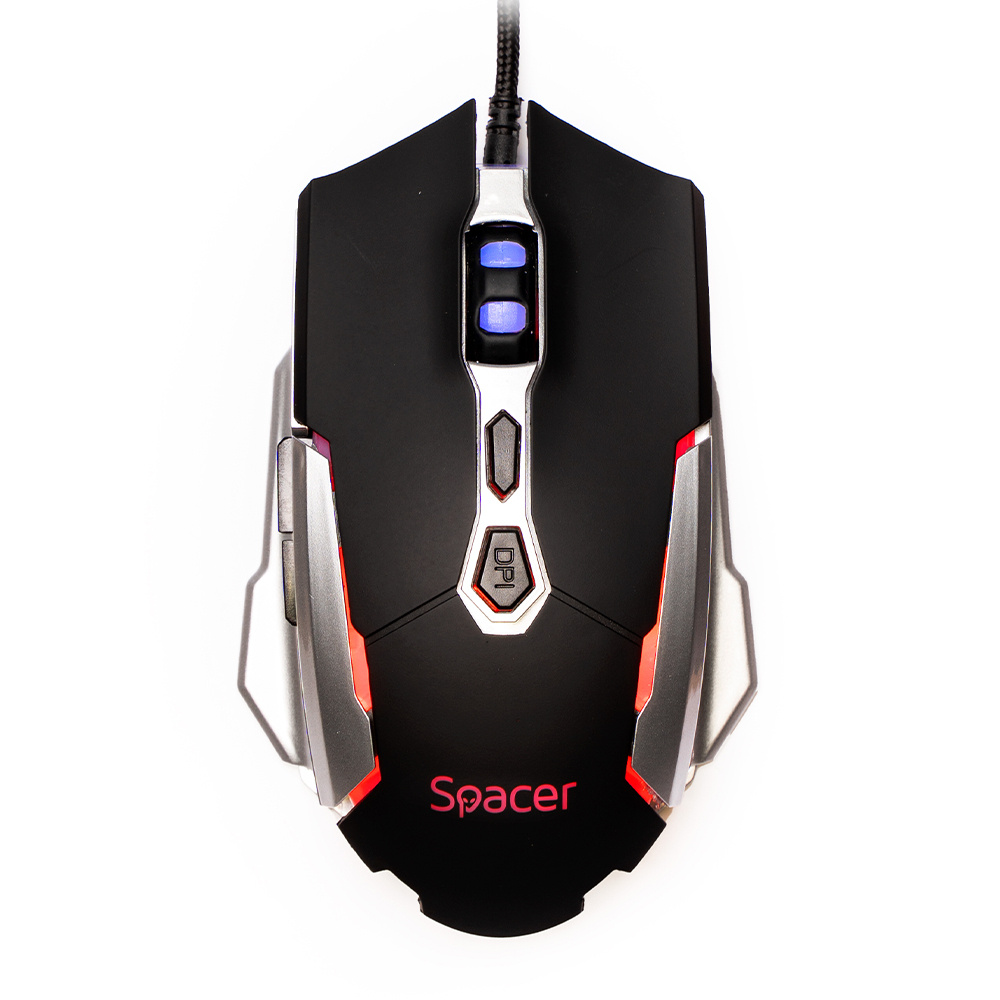 MOUSE Spacer - gaming, gaming, cu fir, USB, optic, 3.200 dpi, butoane/scroll 7/1, iluminare, negru, Cod Produs: SPGM-PULSAR-LITE [2]