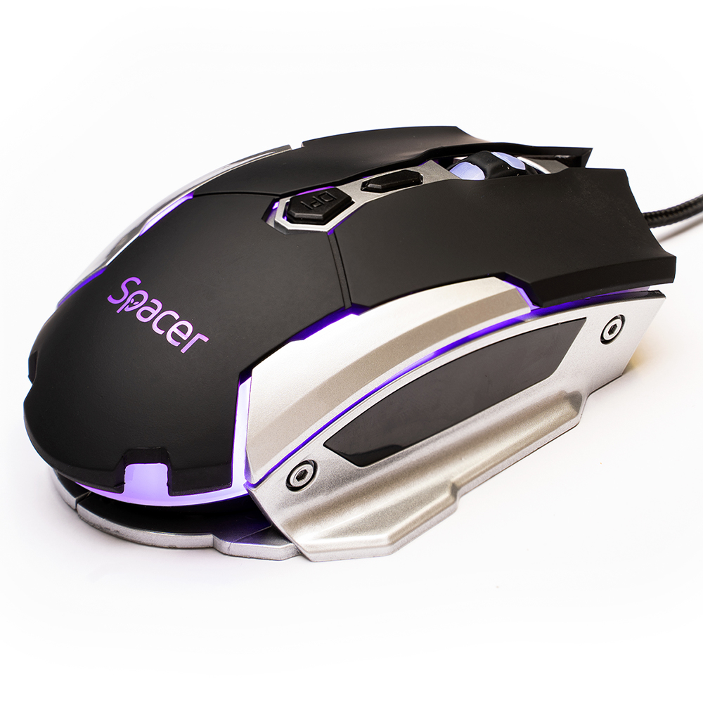 MOUSE Spacer - gaming, gaming, cu fir, USB, optic, 3.200 dpi, butoane/scroll 7/1, iluminare, negru, Cod Produs: SPGM-PULSAR-LITE [3]