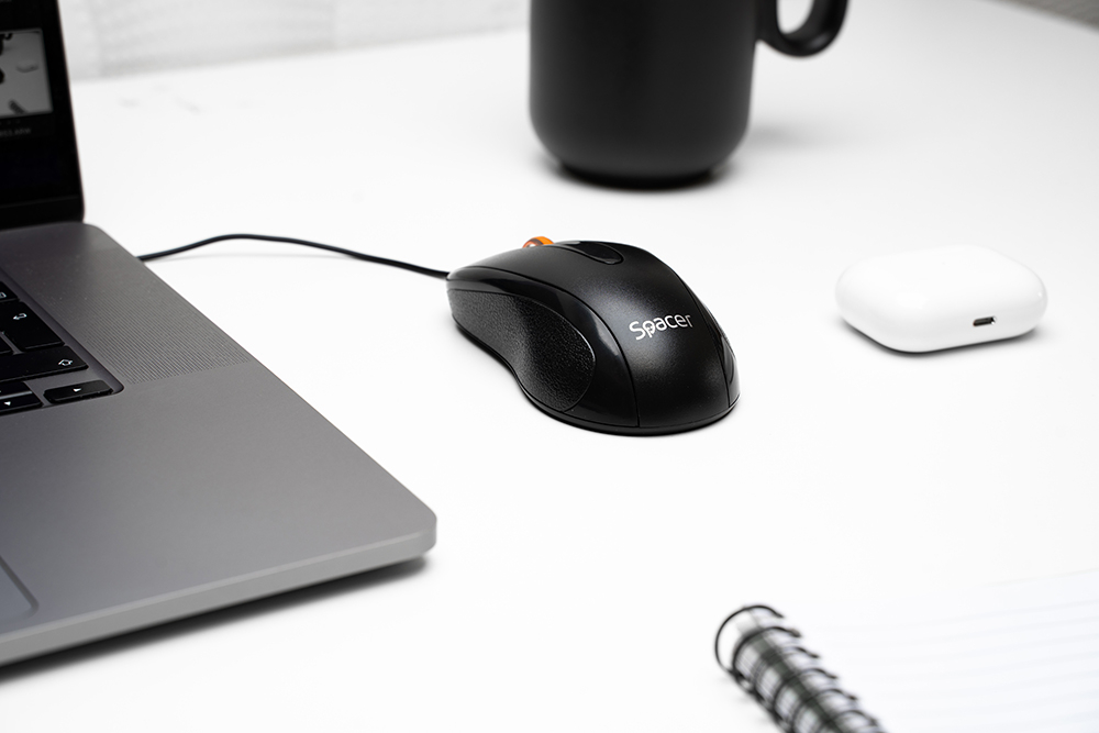 MOUSE  Spacer, PC sau NB, cu fir, USB, optic, 1200 dpi, butoane/scroll 3/1, , negru, Cod Produs: SPMO-F01 [3]