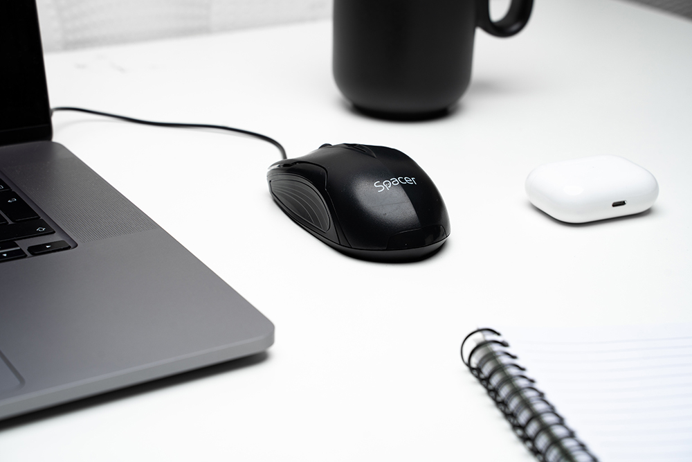 MOUSE  Spacer, PC sau NB, cu fir, USB, optic,  1200 dpi, butoane/scroll 3/1, , negru, Cod Produs: SPMO-M11 [5]