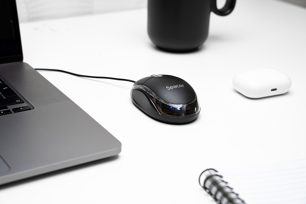 MOUSE  Spacer, PC sau NB, cu fir, USB, optic,  800 dpi, butoane/scroll 3/1, , negru, Cod Produs: SPMO-080 [5]