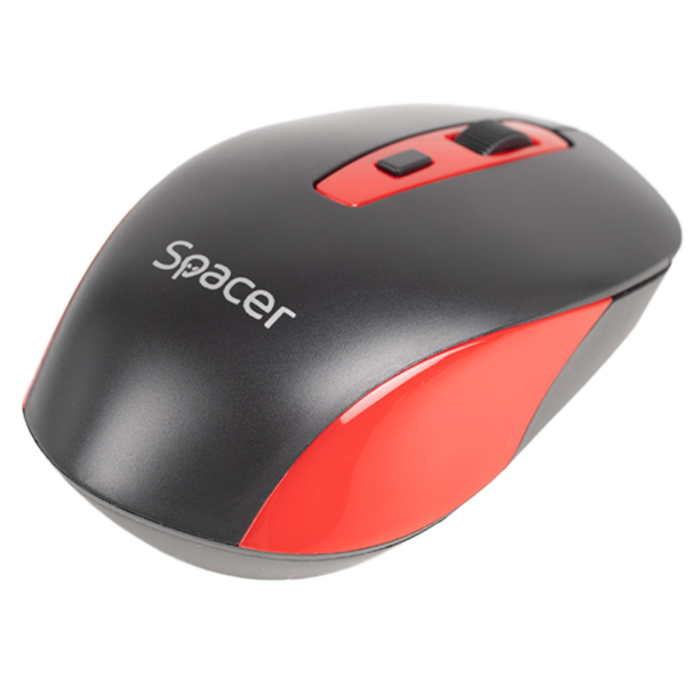 MOUSE Spacer, PC sau NB, wireless, 2.4GHz, optic, 1600 dpi, butoane/scroll 4/1, negru cu rosu, baterii incluse 2x AAA, ambalaj blister, Cod Produs: SPMO-WS01-BKRD [3]