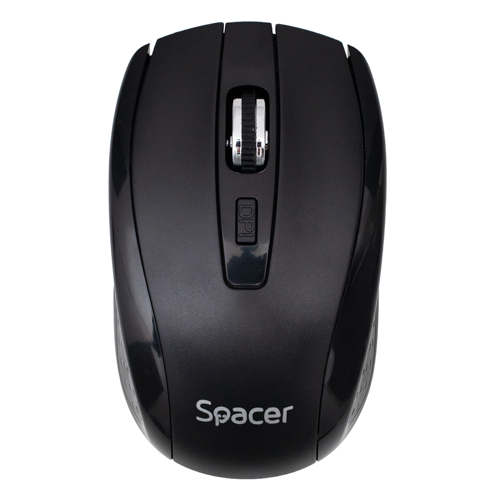 MOUSE Spacer, PC sau NB, wireless, 2.4GHz, optic, max.1600 dpi, butoane/scroll 4/1, rezolutie selectabila, buton ON/OFF, 2 baterii AAA incluse, negru, Cod Produs: SPMO-WS-BK-04 [2]