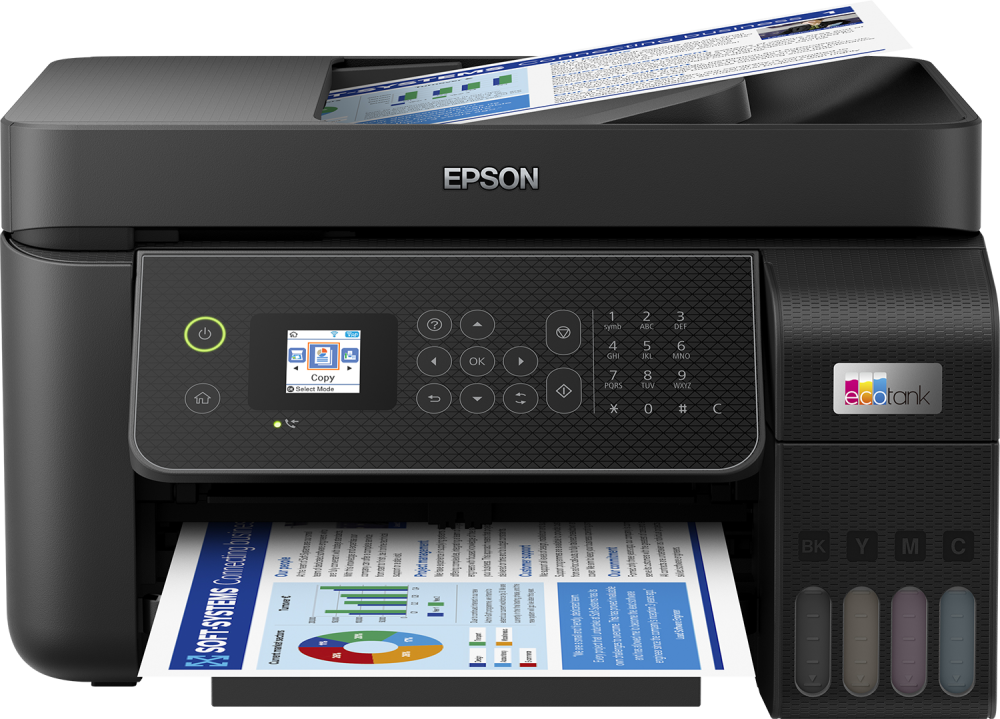 Multifunctional Inkjet CISS Color Epson L5310, A4, Functii: Impr.|Scan.|Cop.|Fax, Viteza de Printare Monocrom: 33ppm, Viteza de printare color: 15ppm, Conectivitate:USB|Ret|WiFi, Duplex:Nu, ADF:ADF, ( [1]