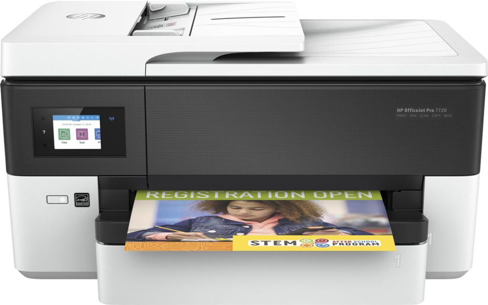 Multifunctional Inkjet Color HP Officejet Pro 7720 , A3 , Functii: Impr|Scan|Cop|Fax , Vit Print Mono: 22 ppm , Vit Print color: 18 ppm , Conectiv: USB|Retea|Wi-Fi , Duplex: Da , ADF: ADF(timbru verde [1]