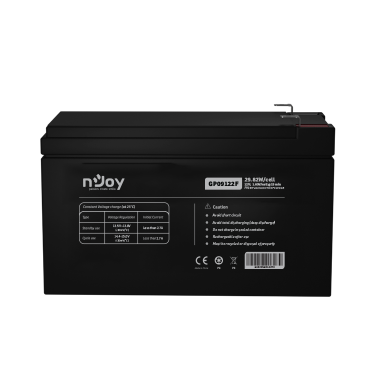nJoy |BTVACIUOCTO2FCW01B | GP09122F | Baterie UPS  | 12 V | 9 A | Borne  F2 | 29,82 W | 151 x 65 x 100 mm Cod Produs: BTVACIUOCTO2FCW01B [3]