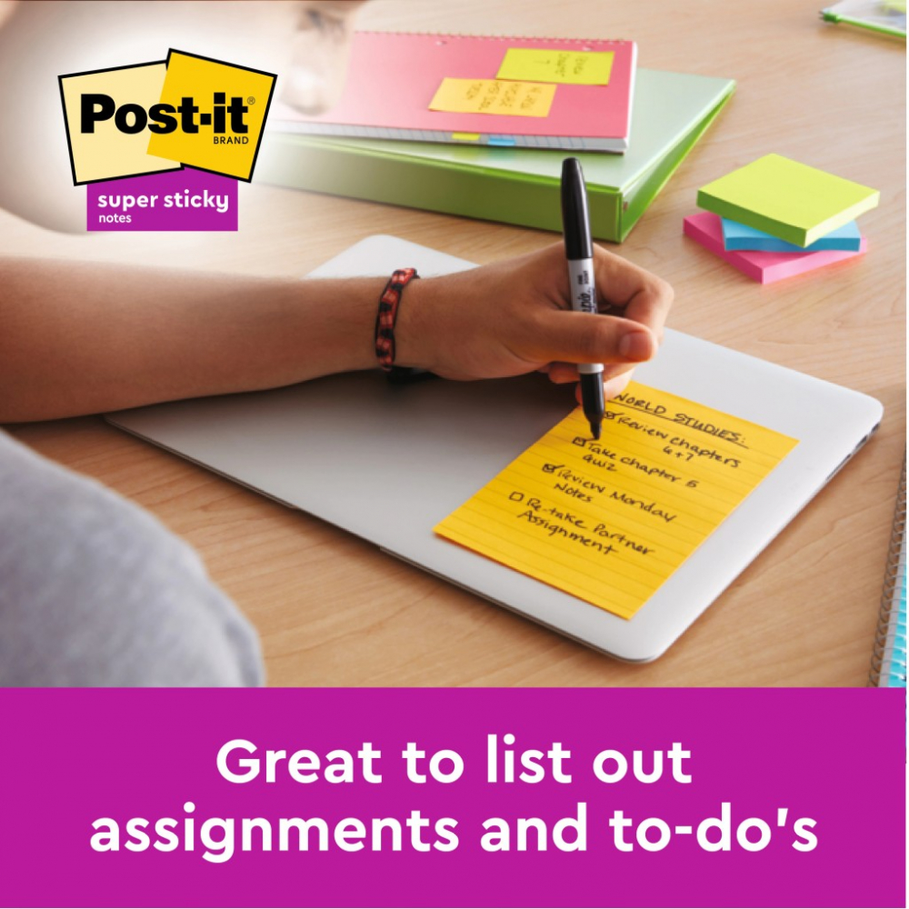 Notes adeziv 102 x 152 mm 100 file neon liniate Post-it 3M [6]