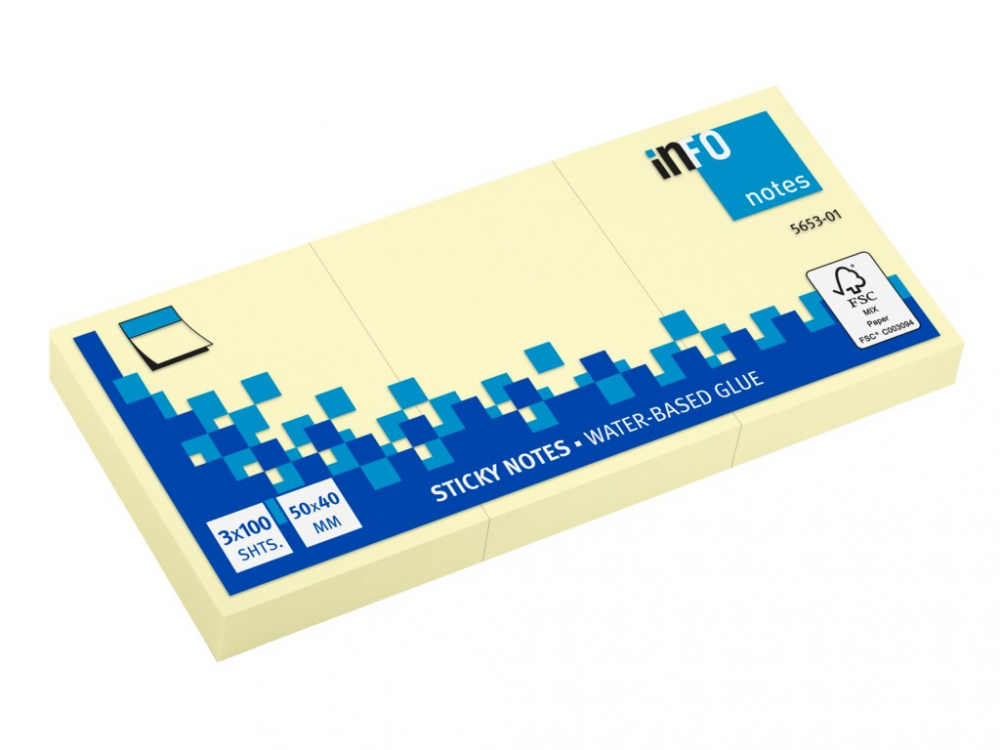 Notes adeziv 50 x 40 mm 3 x 100 file Info Notes [1]