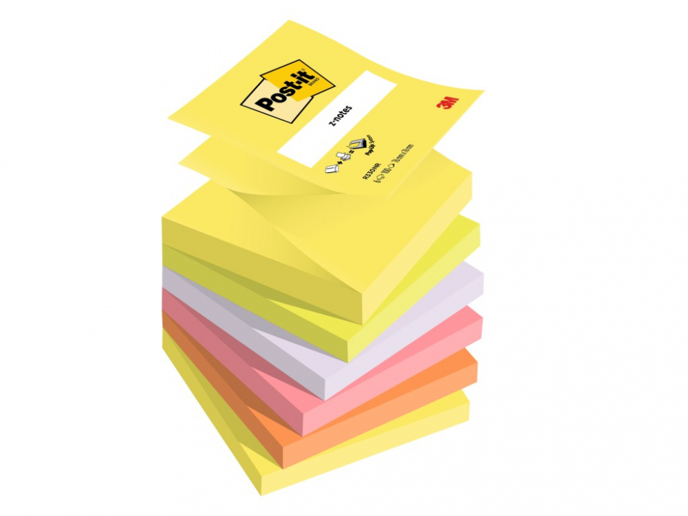 Notes adeziv 76 x 76 mm "Z" 100 file x 6 culori neon Post-it 100% PEFC, SGSCH-PEFC-COC-110078 [1]