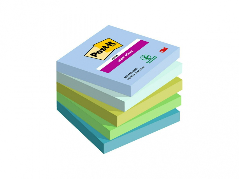 Notes adeziv Super Sticky 76 x 76 mm 90 file x 5 culori asortate Post-It 3M [1]