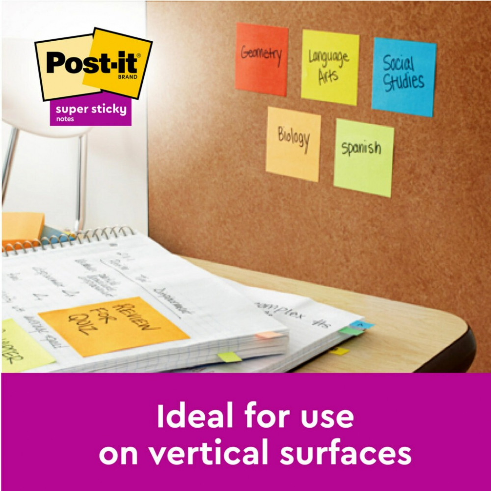 Notes adeziv Super Sticky 76 x 76 mm 90 file x 5 culori asortate Post-It 3M [4]