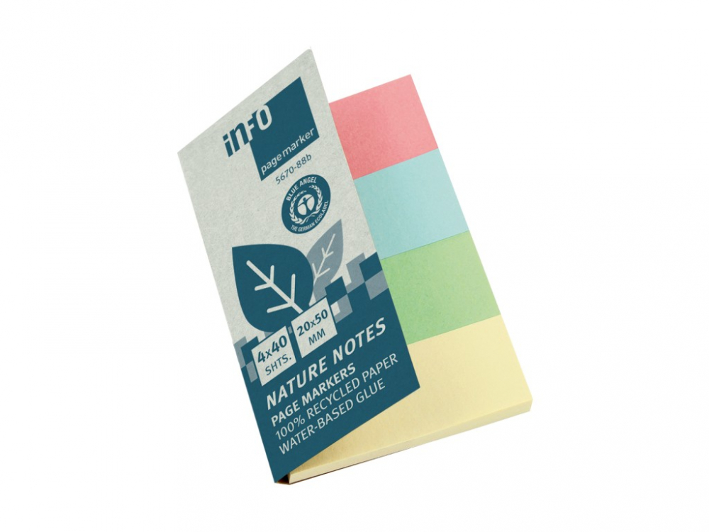 PageMarker reciclat 20 x 50 mm 160 file Nature Info Notes 4 culori/set [1]