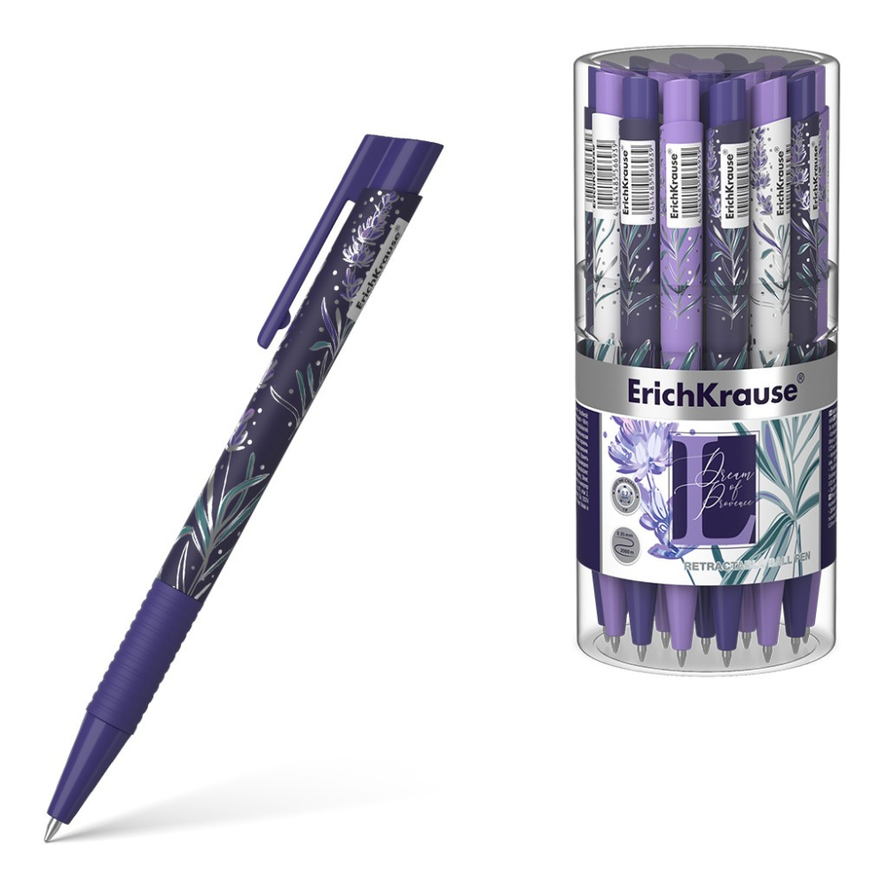 Pix COLOR TOUCH LAVENDER cu mecanism si grip mina ALBASTRU 0.7mm 24buc/borcan [1]