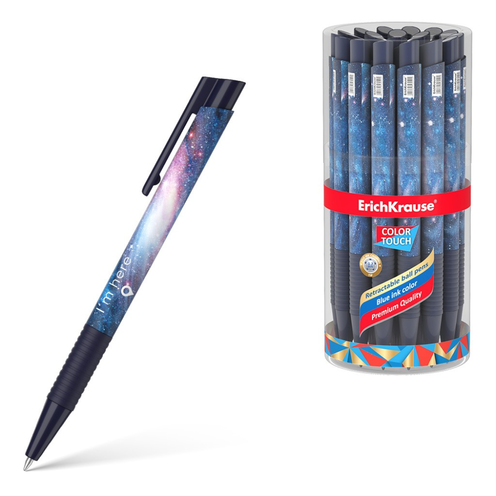 Pix COLOR TOUCH SPACE cu mecanism si grip mina ALBASTRU 0.7mm 24buc/borcan [1]
