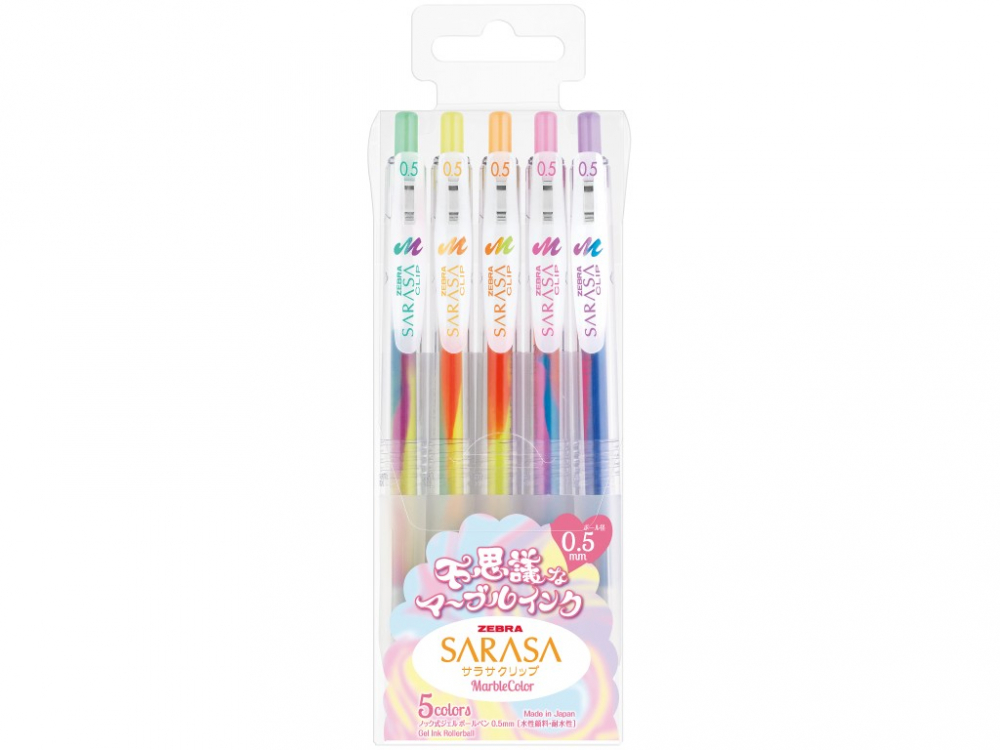 Pix cu gel 0.5 mm Marble Zebra 5 culori/set [1]