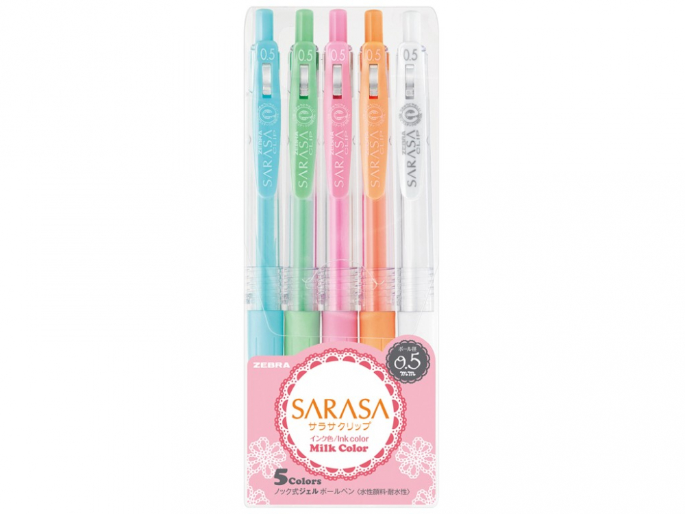 Pix cu gel 0.5 mm Milk Zebra 5 culori/set [1]