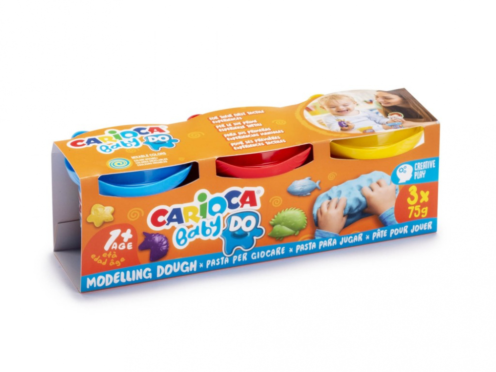 Plastilina Baby Dough Carioca 3 x 75 g/cutie [1]