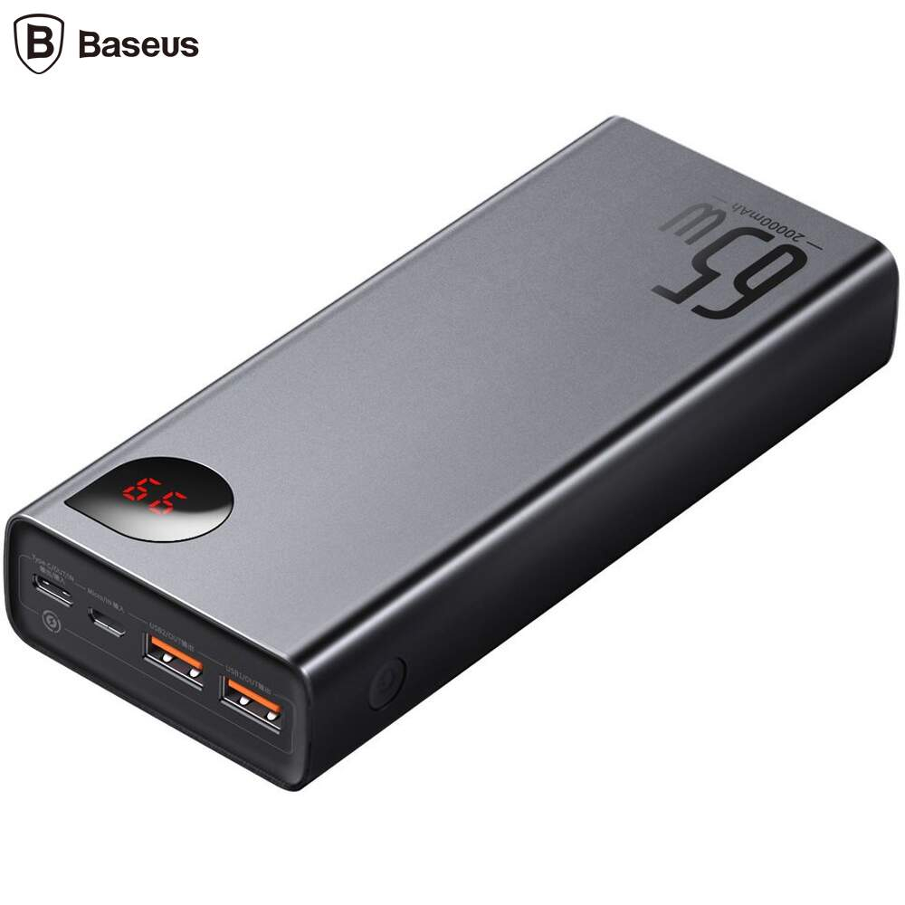 POWER BANK Baseus Adaman Metal ,  20000mAh ,  PD 3.0 + QC 3.0 65W ,  2 x USB; 1 x USB Type-C ,  digital display pt. status baterie ,  total 3A ,  negru ,  Cod Produs: PPIMDA-D01 [2]