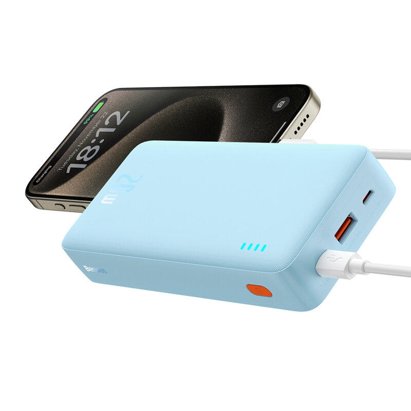 POWER BANK Baseus Airpow ,  20000mAh ,  20W ,  1 x USB; 1 x USB Type-C input/output ,  total 3A ,  include cablu USB la USB Type-C de 50cm ,  albastru ,  Cod Produs: P10022804313-00 [1]