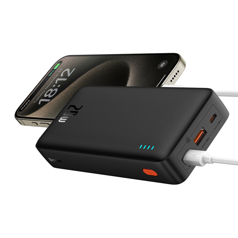 POWER BANK Baseus Airpow ,  20000mAh ,  20W ,  1 x USB; 1 x USB Type-C input/output ,  total 3A ,  include cablu USB la USB Type-C de 50cm ,  negru ,  Cod Produs: P10022804113-00 [5]