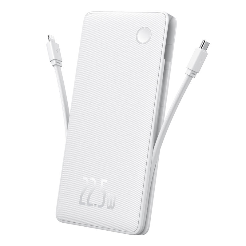 POWER BANK Baseus Airpow lite ,  10000mAh ,  22.5W ,  1 x USB; 1 cablu x USB Type-C ,  1 cablu x Iphone Lightning ,  total 3A ,  alb ,  Cod Produs: P10067501213-00 [1]
