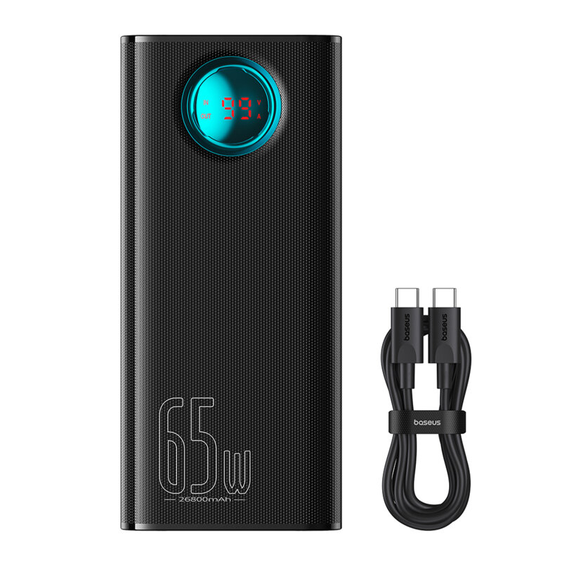 POWER BANK Baseus Ambilight , 26800mAh , PD 3.0 65W , 4 x USB; 2 x USB Type-C , digital display pt. status baterie , total 3A , black , Cod Produs: P10022402113-00 [1]