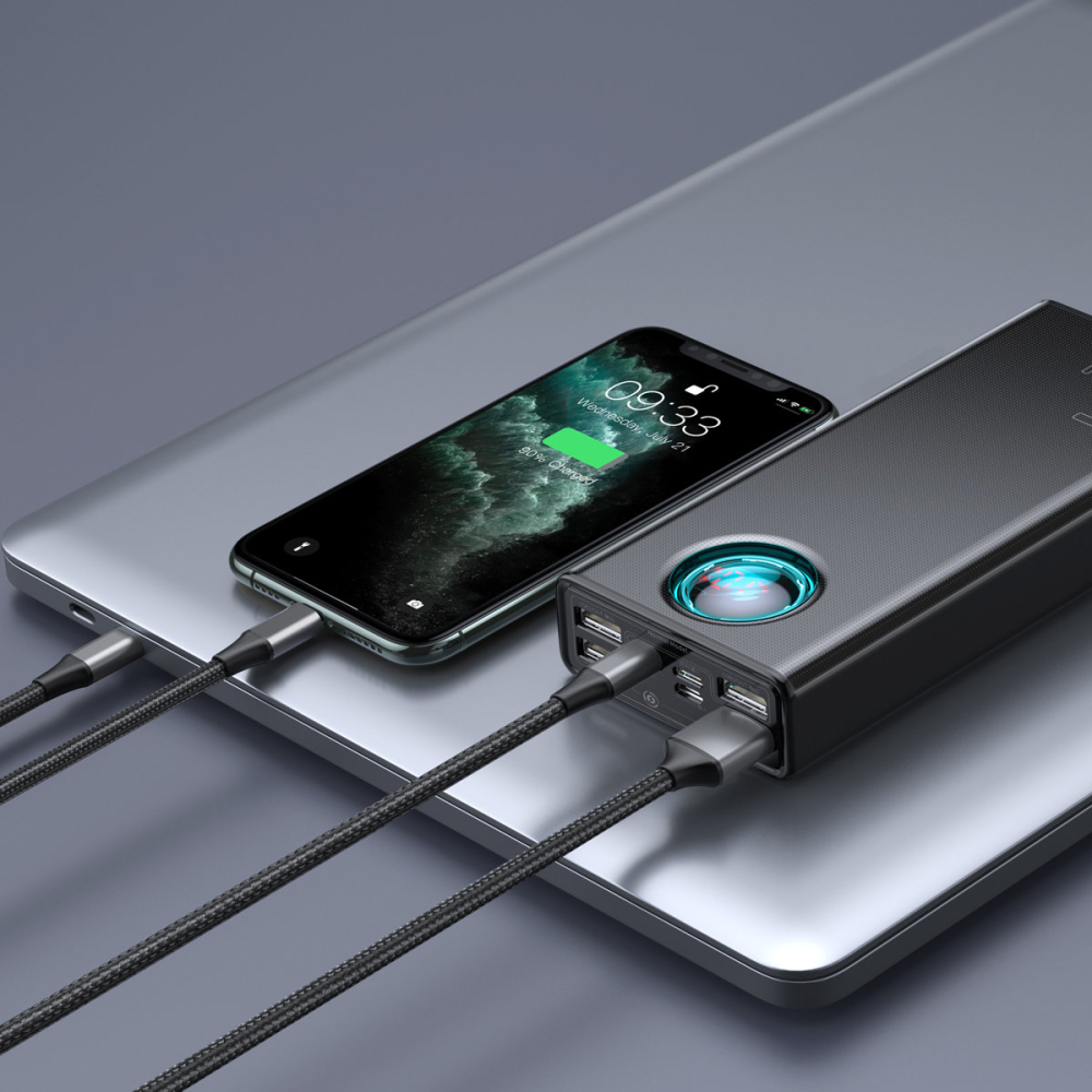 POWER BANK Baseus Ambilight ,  30000mAh ,  PD 3.0 65W ,  4 x USB; 1 x USB Type-C ,  digital display pt. status baterie ,  total 3A ,  black ,  Cod Produs: PPLG000101 [6]