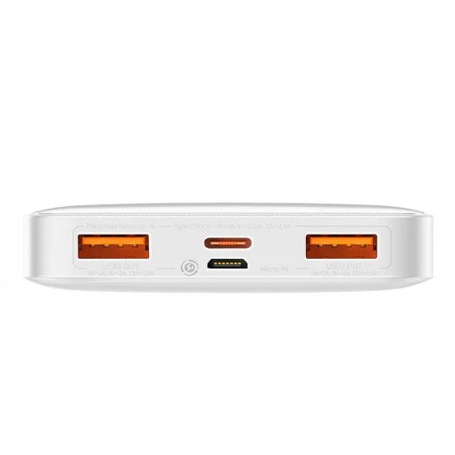 POWER BANK Baseus Bipow , 10000mAh , 20W , 2 x USB; 1 x USB Type-C , digital display pt. status baterie , total 3A , alb , Cod Produs: PPBD050502 [2]
