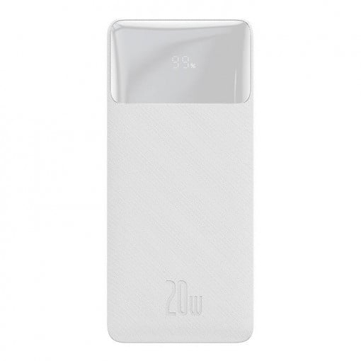 POWER BANK Baseus Bipow , 10000mAh , 20W , 2 x USB; 1 x USB Type-C , digital display pt. status baterie , total 3A , alb , Cod Produs: PPBD050502 [1]
