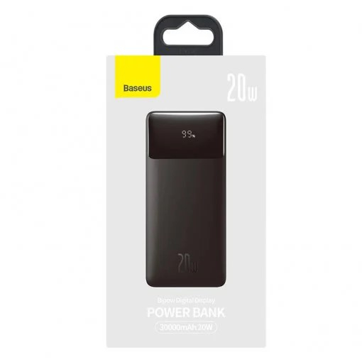 POWER BANK Baseus Bipow , 30000mAh , 20W , 2 x USB; 1 x USB Type-C , digital display pt. status baterie , total 3A , negru , Cod Produs: PPBD050401 [3]