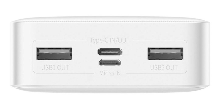 POWER BANK Baseus Bipow Digital Display ,  20000mAh ,  PD 15W ,  2 x USB; 1 x USB Type-C ,  1 x Micro USB digital display pt. status baterie ,  total 3A ,  alb Cod Produs: PPDML-J02 [3]