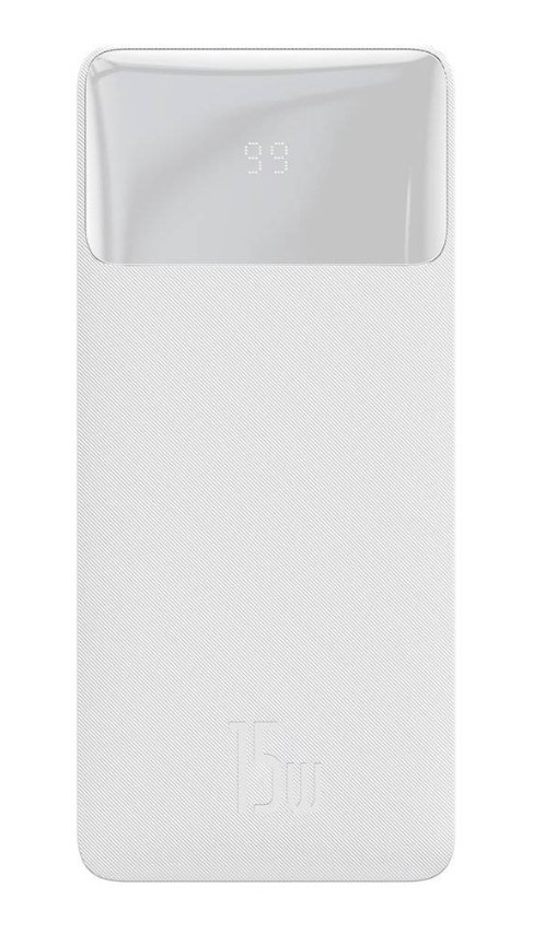 POWER BANK Baseus Bipow Digital Display ,  20000mAh ,  PD 15W ,  2 x USB; 1 x USB Type-C ,  1 x Micro USB digital display pt. status baterie ,  total 3A ,  alb Cod Produs: PPDML-J02 [4]