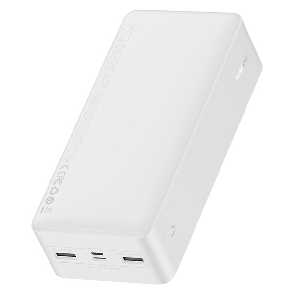 POWER BANK Baseus Bipow Digital Display , 30000mAh , PD 15W , 2 x USB; 1 x USB Type-C , 1 x Micro USB digital display pt. status baterie , total 3A , alb Cod Produs: PPBD050202 [1]