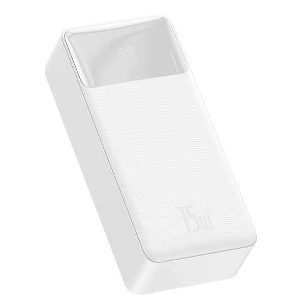POWER BANK Baseus Bipow Digital Display , 30000mAh , PD 15W , 2 x USB; 1 x USB Type-C , 1 x Micro USB digital display pt. status baterie , total 3A , alb Cod Produs: PPBD050202 [2]
