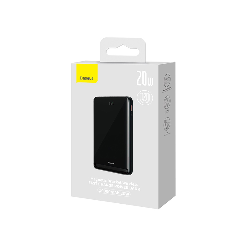 POWER BANK Baseus Bracket Magnetic , 10000mAh , PD 20W , 1 x USB Type-C , incarcare wireless 15W , prindere magnetica Iphone , include cablu USB Type-C la USB Type-C 60cm , albastru Cod Produs: [5]