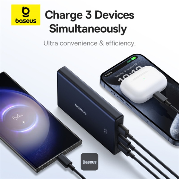 POWER BANK Baseus PicoGo ,  display ,  capacitate 10000mAh ,  20W ,  2 x USB Type-C ,  1 x USB ,  total 5V/3A ,  include cablu Type-C to Type-C 60W lungime 30cm ,  negru ,  Cod Produs: P10076801123-00 [9]