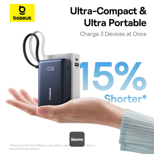 POWER BANK Baseus PicoGo ,  display ,  capacitate 10000mAh ,  45W ,  cablu integrat USB Type-C ,  1 x USB Type-C ,  1 x USB ,  total 5V/3A ,  negru ,  Cod Produs: P10076803123-00 [6]