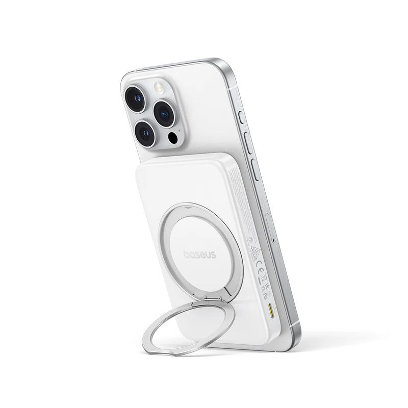 POWER BANK Baseus PicoGo Qi2 Magnetic , 5000mAh , PD 20W , 1 x USB Type-C , incarcare wireless Qi2 15W , prindere magnetica Iphone , include cablu USB Type-C la USB Type-c 30cm , alb Cod Produs [2]
