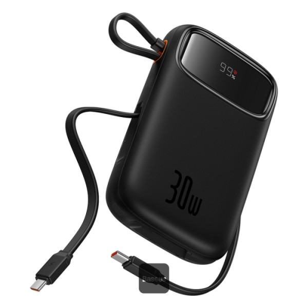 POWER BANK Baseus Qpow2 Digital Display , 20000mAh , 30W , 2 x USB Type-C output/input , 1 x USB , include cablu USB Type-C la USB Type-C 30cm , negru , Cod Produs: P10055009113-00 [1]