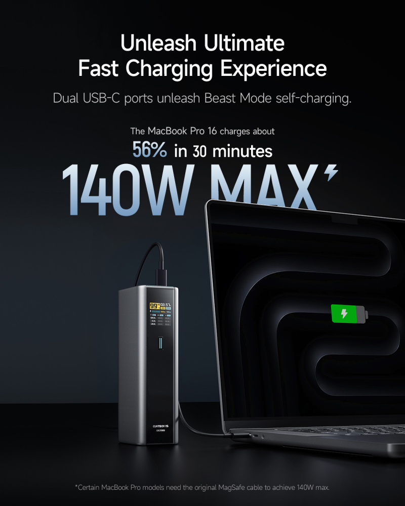 POWER BANK Cuktech P+ Series 2C1A ,  20000mAh ,  PD 3.1 ,  210W ,  1 x USB; 2 x USB Type-C ,  digital display pt. status baterie ,  gri Cod Produs: CKPB200UGLGR [2]