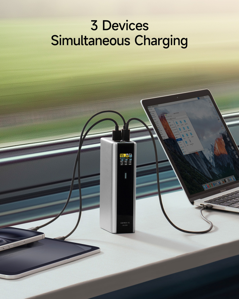 POWER BANK Cuktech P+ Series 2C1A ,  20000mAh ,  PD 3.1 ,  210W ,  1 x USB; 2 x USB Type-C ,  digital display pt. status baterie ,  gri Cod Produs: CKPB200UGLGR [4]