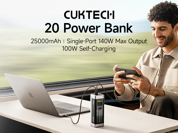 POWER BANK Cuktech P+ Series 2C1A ,  25000mAh ,  PD 3.1 ,  210W ,  1 x USB; 2 x USB Type-C ,  digital display pt. status baterie ,  negru ,  Cod Produs: CUK00P23GLBK [2]