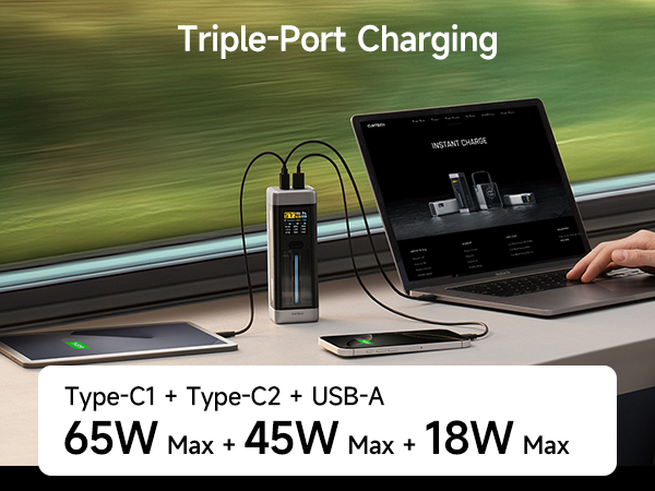 POWER BANK Cuktech P+ Series 2C1A ,  25000mAh ,  PD 3.1 ,  210W ,  1 x USB; 2 x USB Type-C ,  digital display pt. status baterie ,  negru ,  Cod Produs: CUK00P23GLBK [15]