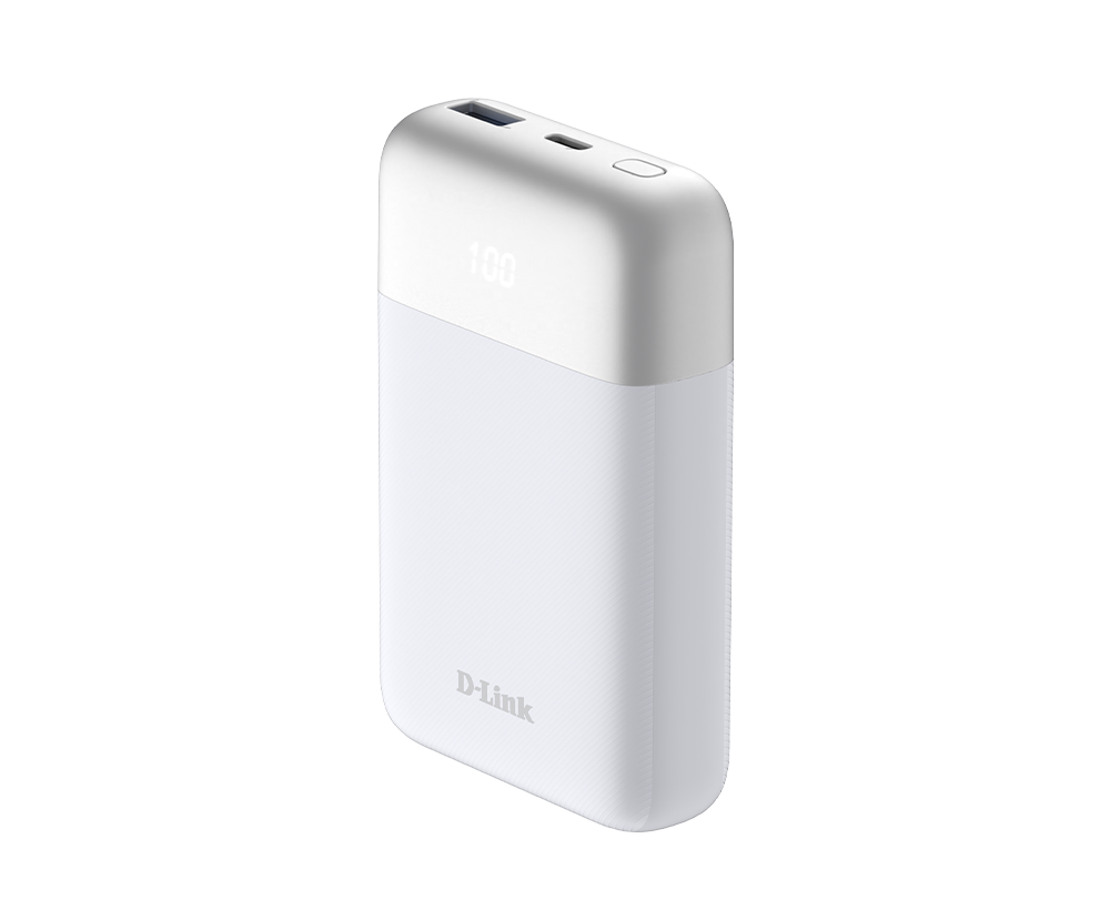POWER BANK D-Link ,  10000mAh 18W max ,  USB PD 3.0 si QC 3.0 ,  1 x USB Type-C ,  1 x USB , dimensiuni 105 x 72 x 23 mm ,  alb Cod Produs: DPP-101 [3]