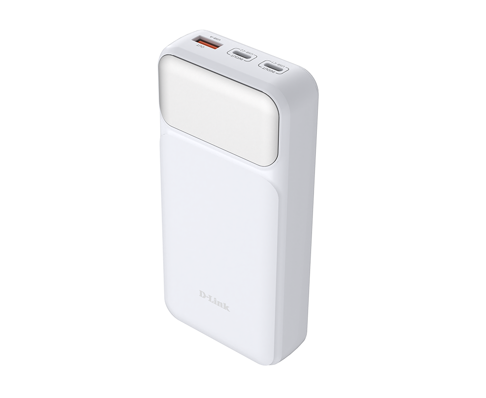 POWER BANK D-Link ,  20000mAh 65W max ,  USB PD 3.0 si QC 3.0 ,  2 x USB Type-C ,  1 x USB ,  dimensiuni 144 x 69 x 29 mm ,  alb Cod Produs: DPP-201 [3]