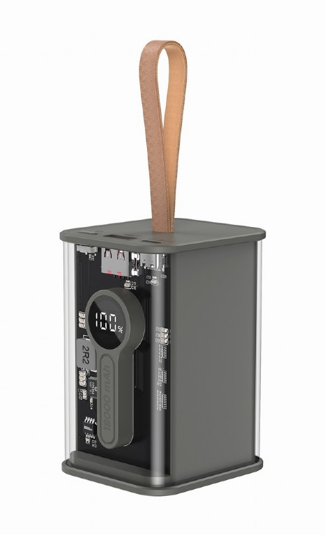 POWER BANK GEMBIRD 18000mAh ,  20W  ,  1 x USB; 1 x USB Type-C ,  digital display pt. status baterie ,  max. 3A ,  transparent ,  negru ,  Cod Produs: PB18-TQC3-01 [3]